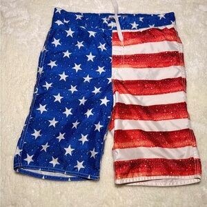 Old Navy Swim Trunks Board Shorts USA Flag Boys Youth XL 14-16